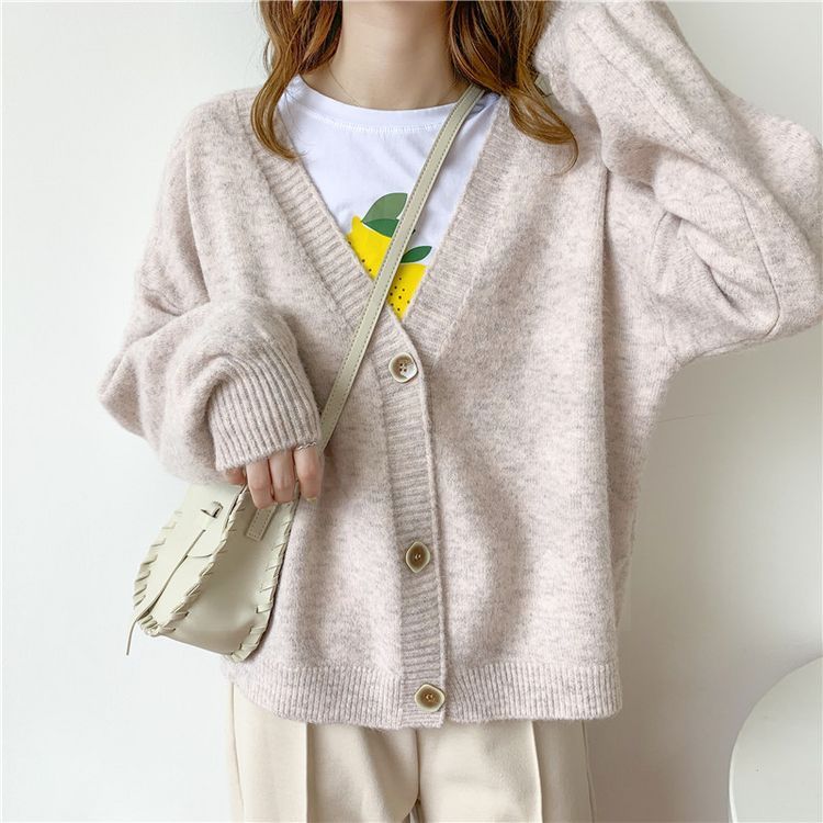 Autumn Winter Women Sweater Cardigans Oversize V neck Knit Cardigans Girls Outwear Korean Chic Tops