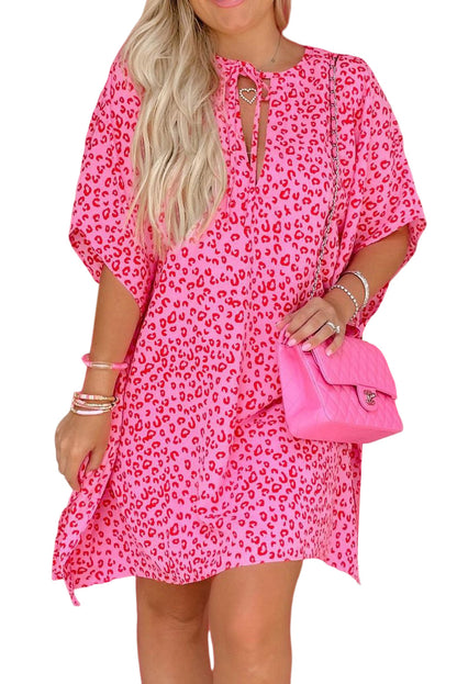 Khaki Animal Print Half Sleeve Shift Dress