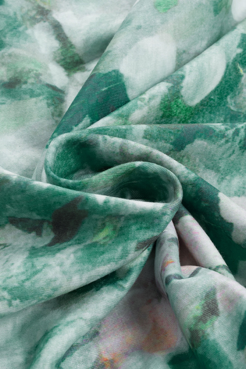 Green Floral Print Shift Fit V Neck T Shirt