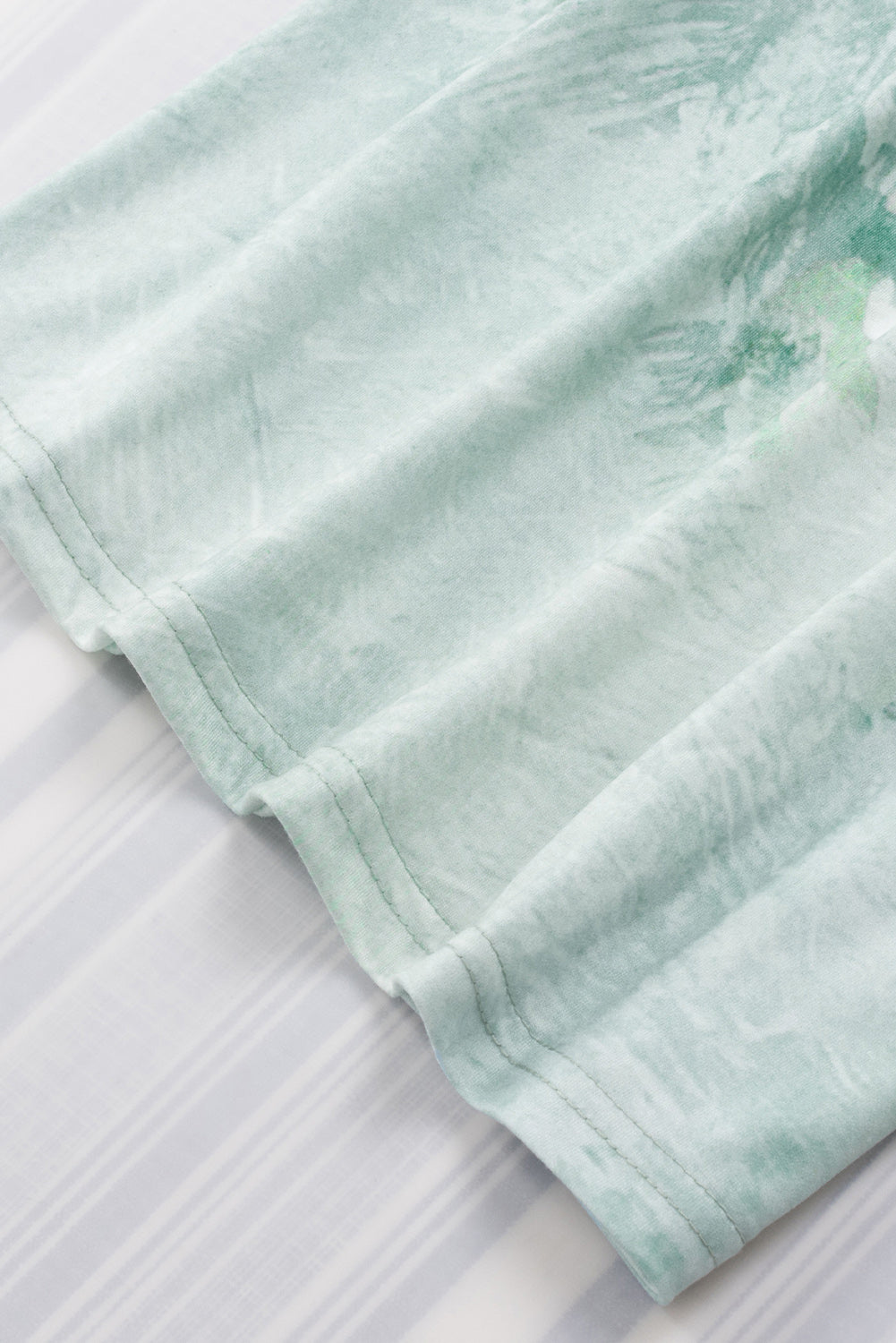 Green Floral Print Shift Fit V Neck T Shirt